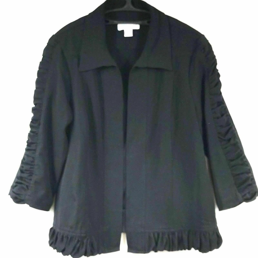 CJ Banks Blazer Open Front Ruched Sleeves Hem